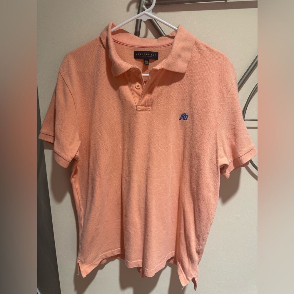 Aeropostale Peach Polo, Size L, Y2K, 100% Cotton, A87 Logo